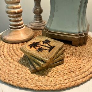 Pack of 4 homemade wood burnt coasters.